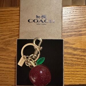 Coach Sparkling Red Apple Keychain
